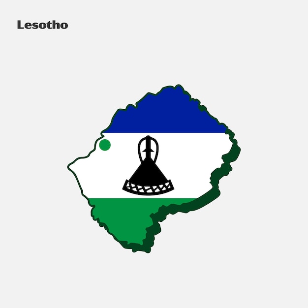 Vettore infografica sulla mappa della bandiera della nazione del lesotho