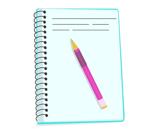 Lesson pencil notebook vector illustration for web design