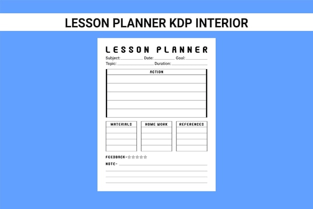 Vector lesson planner kdp interior