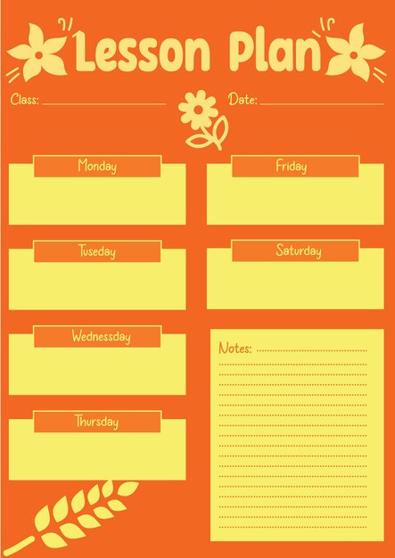 Vector lesson planner vector template