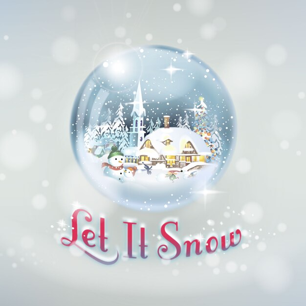 Vector let it snow festive season snow globe