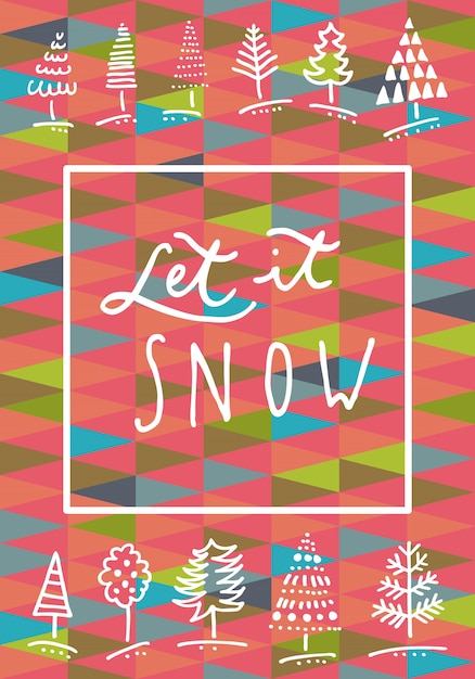 Let it snow - merry christmas-handgetekende ansichtkaart