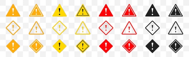 Let op borden uitroepteken van waarschuwing aandacht pictogram let op tekenen collectie symbolen gevaar