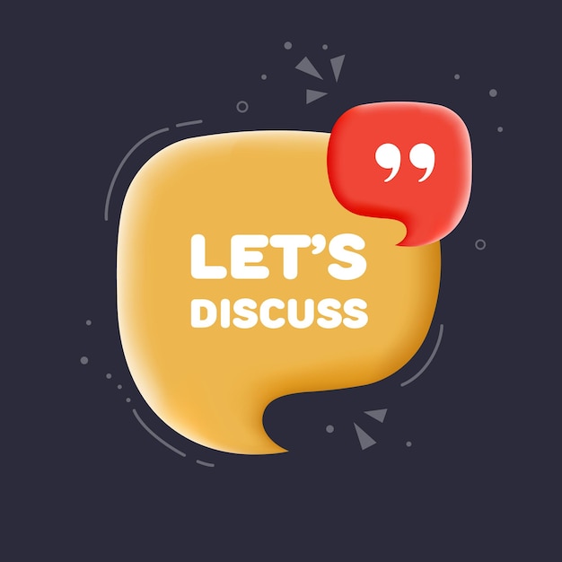 Let's discuss Flat orange let's discuss banner Vector illustration