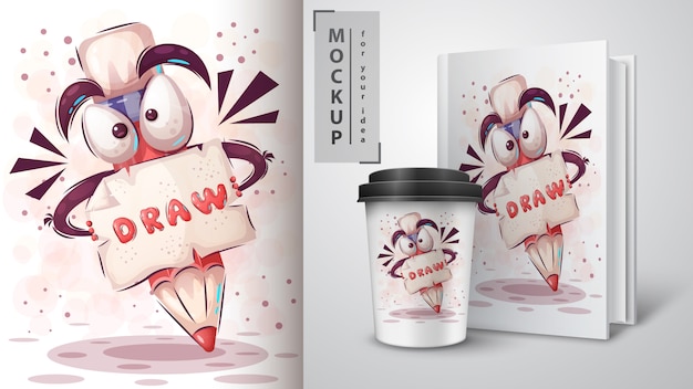 Vector let's draw illustration and merchandising