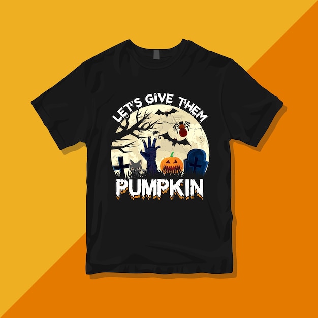 かぼちゃをあげよう、プレミアムベクター、ハロウィーンのビンテージTシャツのデザイン