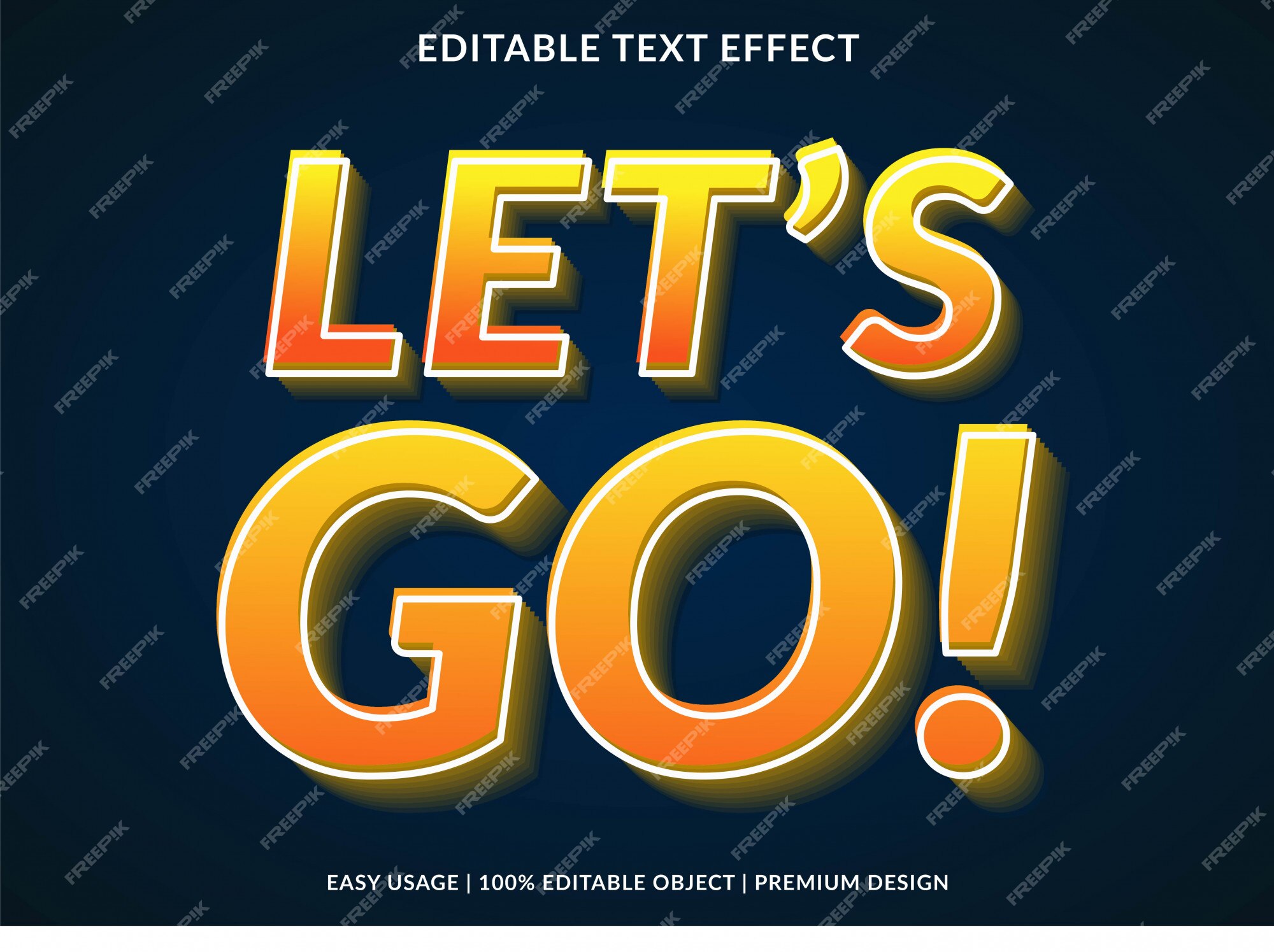 Premium Vector  Editable let's go text effect