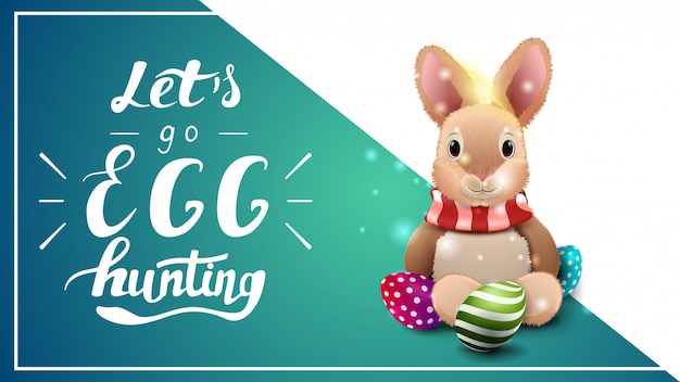 Let's go egg hunting, postcard template with lettering