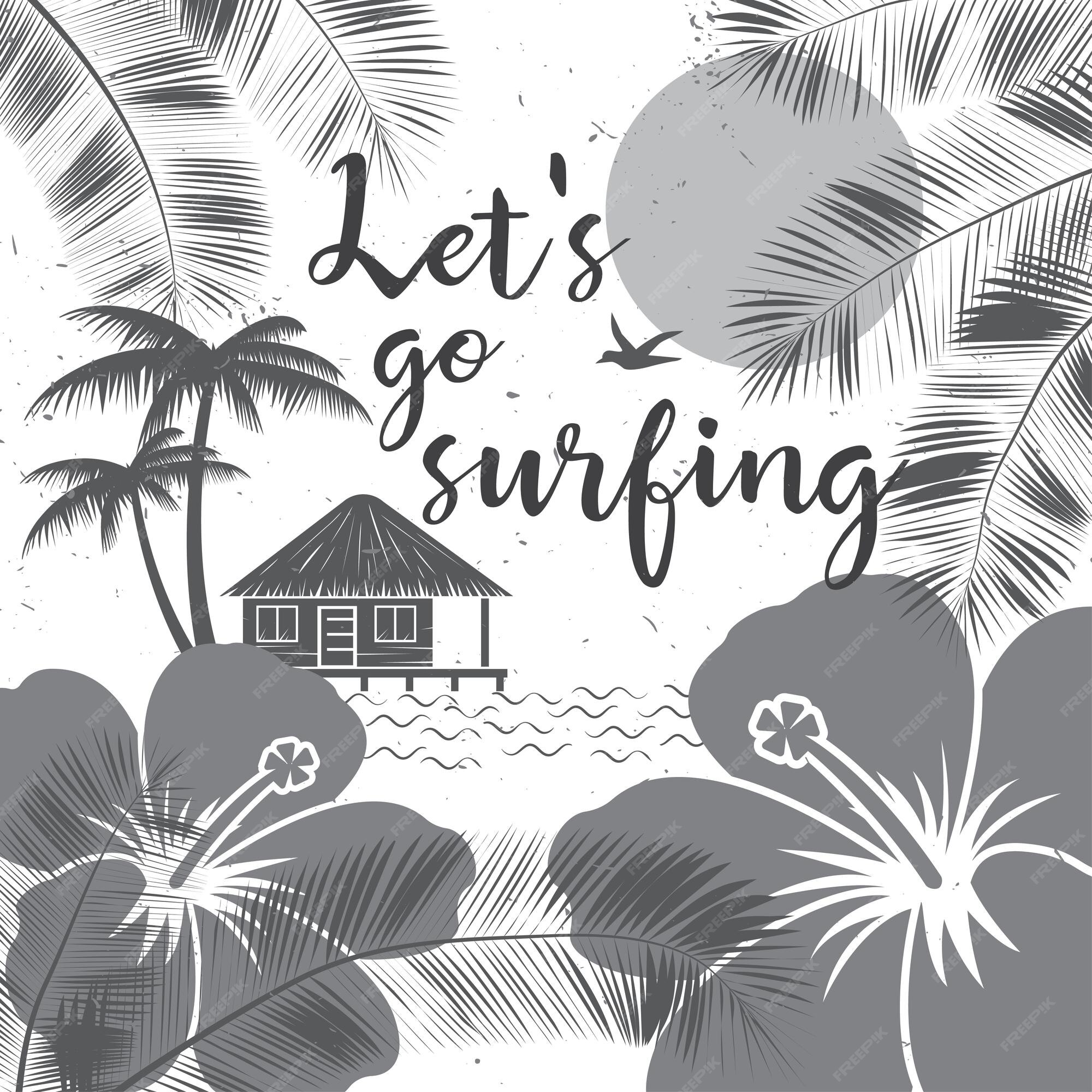 Premium Vector  Let's go surfing design vector summer surfing retro banner