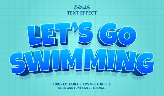 Let's go swimming editable text effect style