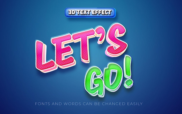 Let's go tour 3d editable text effect style