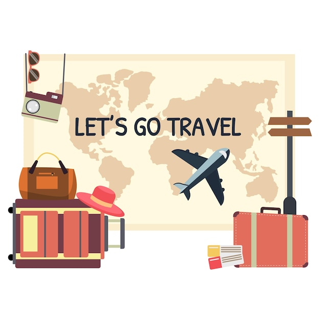 Vector let's go travel background