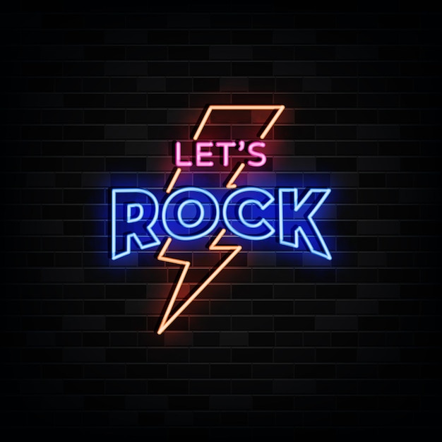 Шаблон оформления неоновых вывесок let's rock