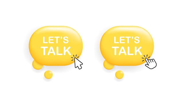 Vector let's talk flat yellow banner let's talk speech bubble let's talk vector icons