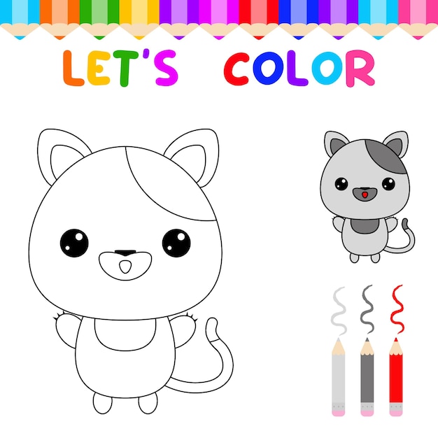 Coloriamo simpatici animali libro da colorare per bambini piccoli gioco educativo per bambini dipingi il gatto