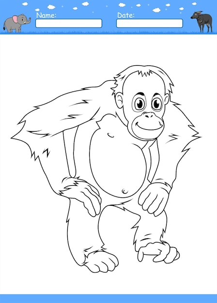 Vector lets color it orangutan