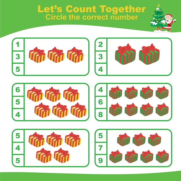 Lets count together worksheet. Educational printable math worksheet. Math game for children.