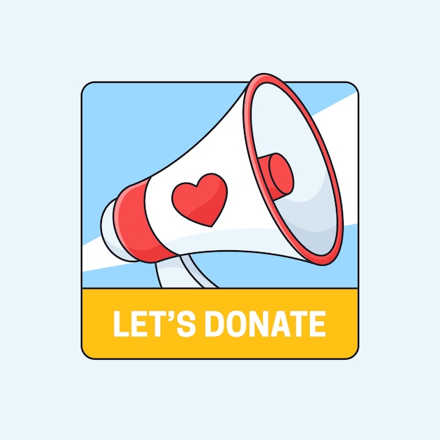 Lets donate campaign badge illustration social media poster