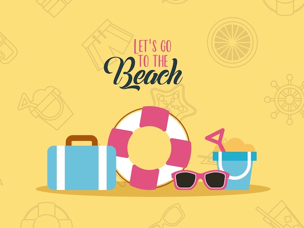 Vector lets go beach background flat