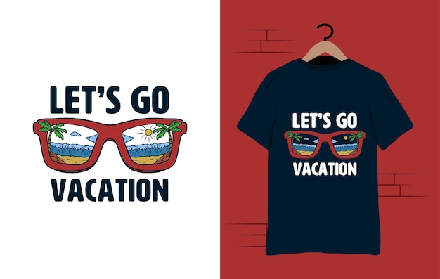 Lets go vacation иллюстрация векторная футболка