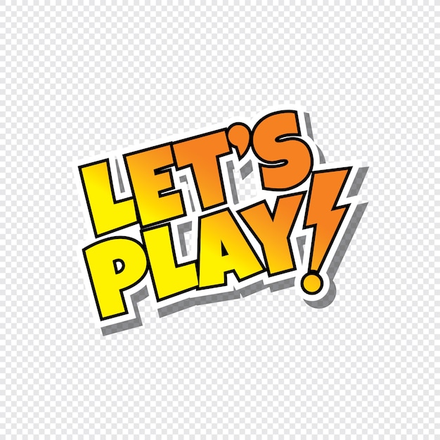 Vector lets play cartoon text sticker