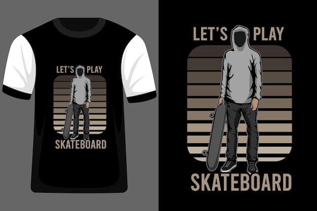 ベクトル スケート ボード レトロ ビンテージ t シャツ デザインを再生することができます