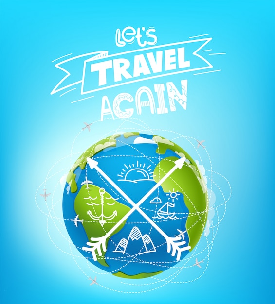 Vector lets travel again illustration