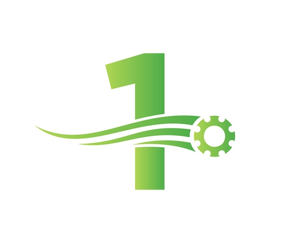 文字 1 歯車の歯車のロゴ。自動車産業のアイコン ギアのロゴ、車の修理のシンボル