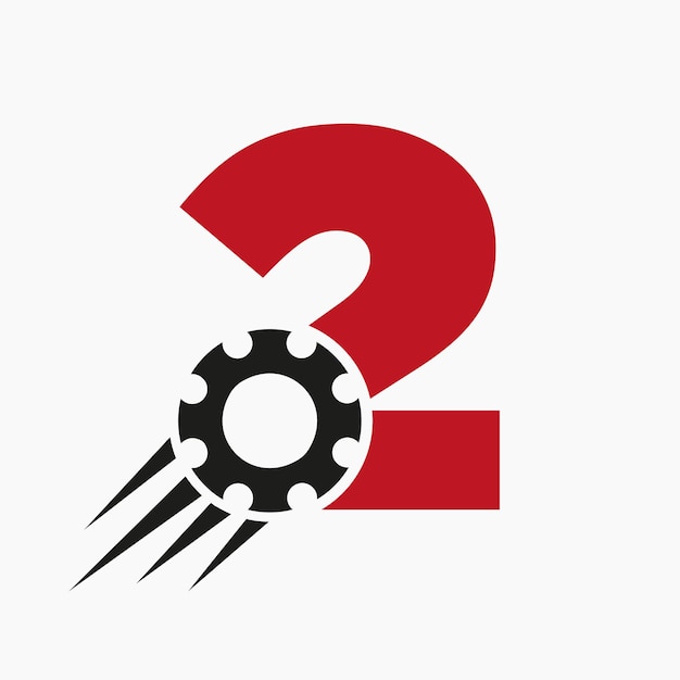 Letter 2 Gear Tandrad Logo Automotive Industrieel Pictogram Gear Logo Auto Reparatie Symbool