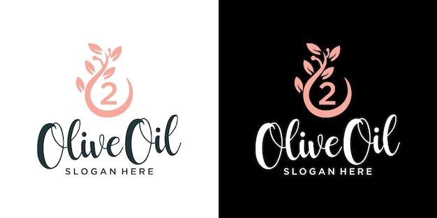 Letter 2 Olijfolie logo-ontwerp