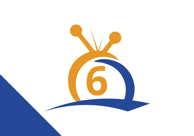 6 букв телевидение Логотип Дизайн Концепция телевизионный канал Телевизионный логотип Векторная икона иллюстрация