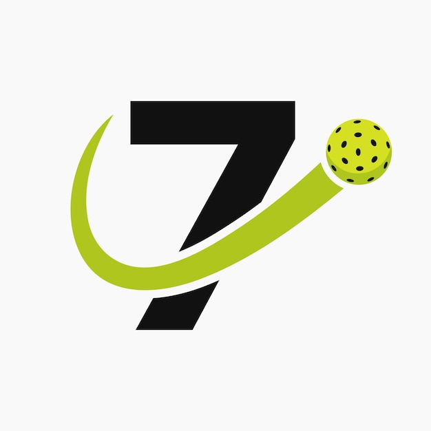 Letter 7 Pickleball Logo Concept Met Bewegend Pickleball Symbool Pickle Ball Logotype