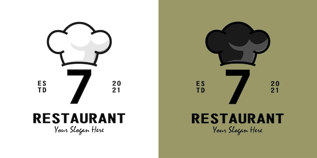 Letter 7 restaurant logo ontwerp