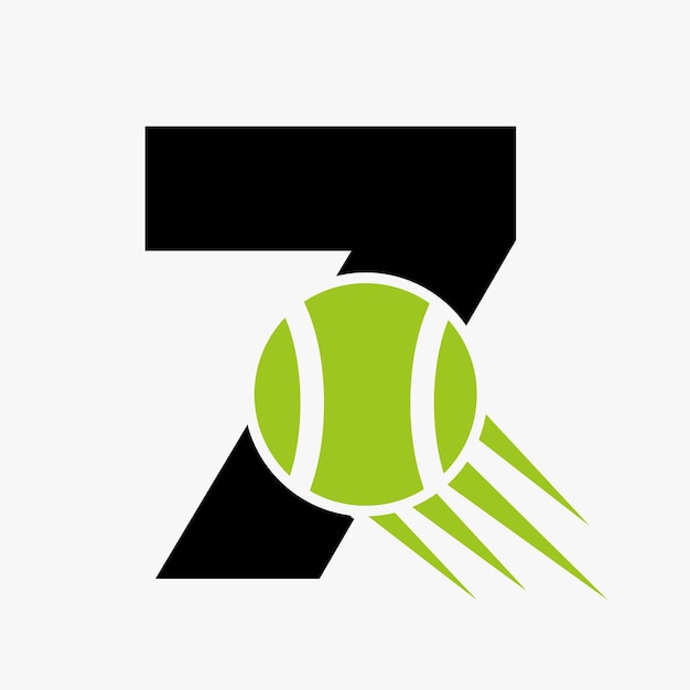 Letter 7 Tennis Logo Concept Met Bewegende Tennisbal Pictogram Tennis Sport Logotype Symbool Sjabloon