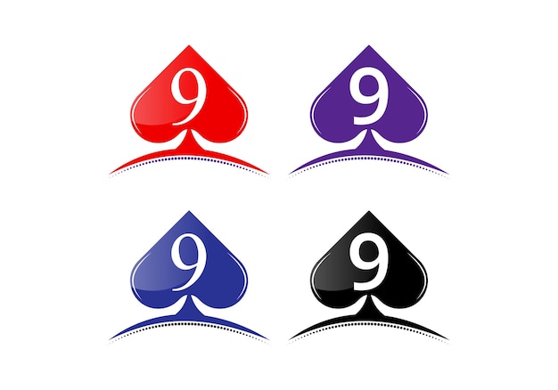 Letter 9 Casino Logo Design Vector Template Poker Casino Vegas Logo Template