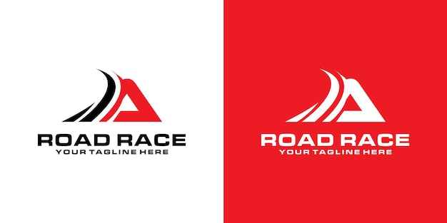 Вектор Буква и дизайн логотипа асфальтовой дороги гоночный логотип для автомобильных гоночных видов спорта