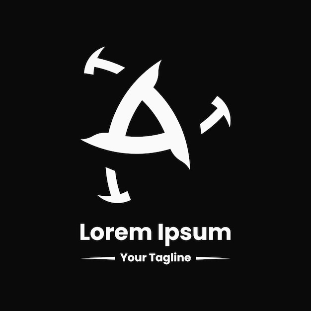 Буква а и треугольник логотип концепции. монограмма, силуэт, плоский, простой и современный логотип