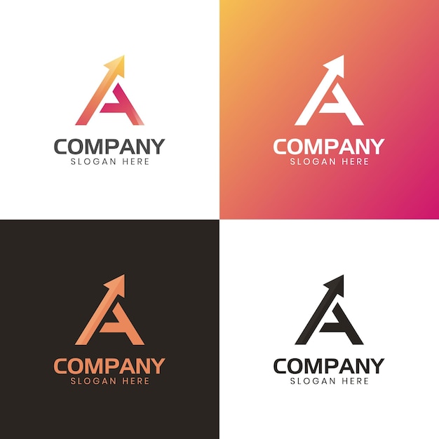 Letter a arrow logo design element voor business start-up marketing sales groeiende reizen identiteit vector pictogram symbool