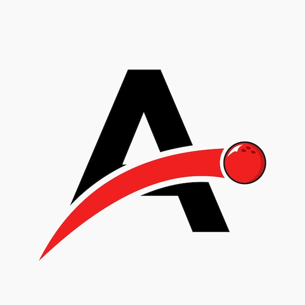 Letter A Bowling Logo Bowling Bal Symbool Met Bewegende Bal Pictogram