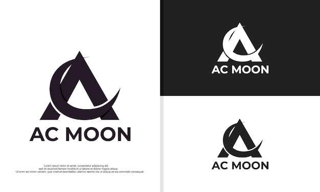 Letter A combineren met maan logo ontwerp illustratie