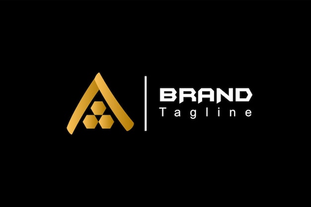 Буква шестиугольник современный бизнес шаблон дизайна логотипа на черном фоне