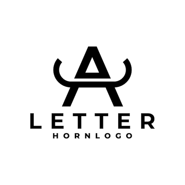 Letter A met hoorn logo brief met stier hoorn logo vector sjabloon