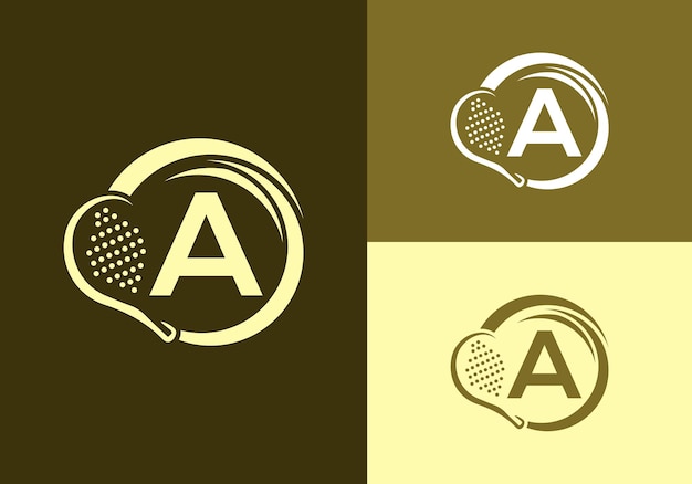 Letter A met Padel Racket Logo Vector ontwerpsjabloon Strand Tafeltennis Club symbool zakelijke een