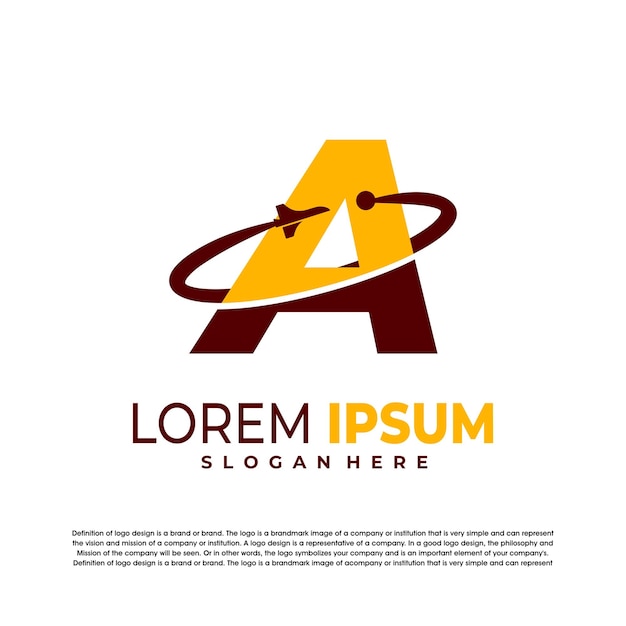 Letter A met raket logo vector ontwerpsjabloon baan logo