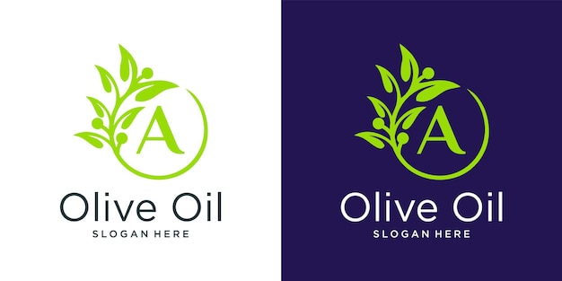 Письмо шаблон дизайна логотипа оливкового масла