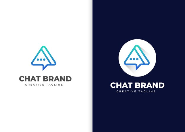 Дизайн логотипа буквы а или треугольника со значком чата