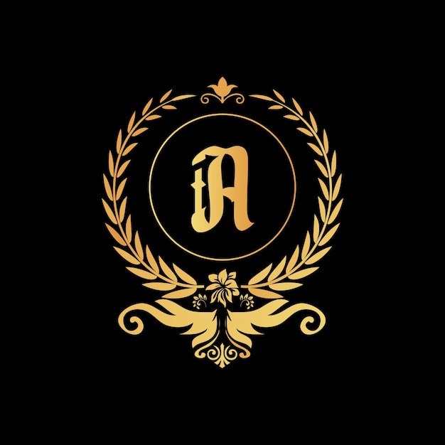 文字 a 観賞用の豪華な黄金のロゴ デザイン ベクトル図