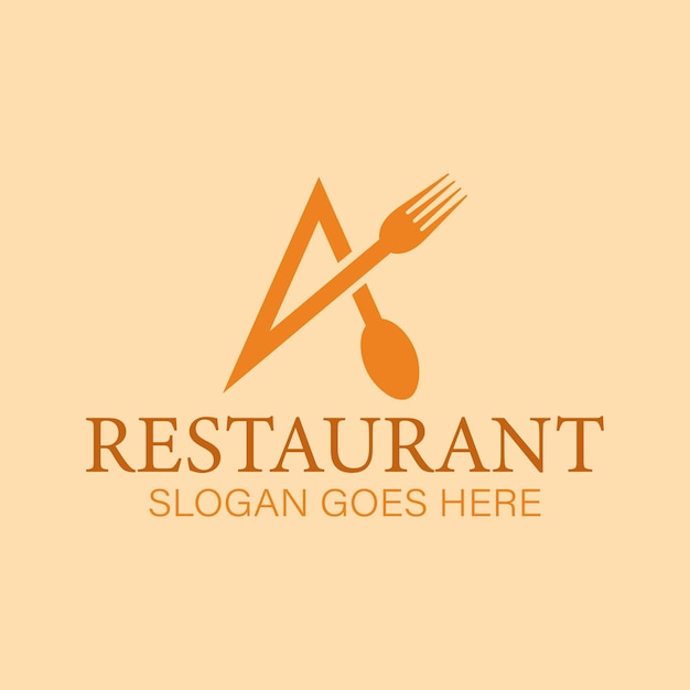 Letter A Restaurant Logo met vorklepel