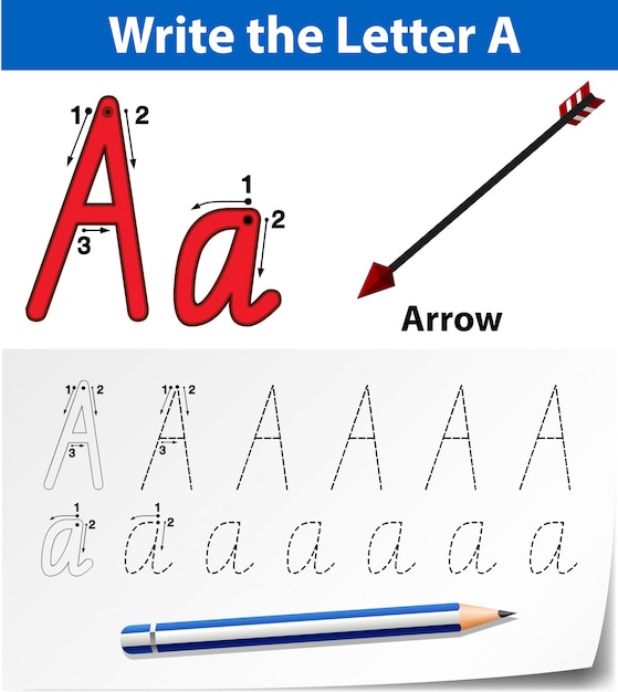 Letter a tracing alfabet werkbladen