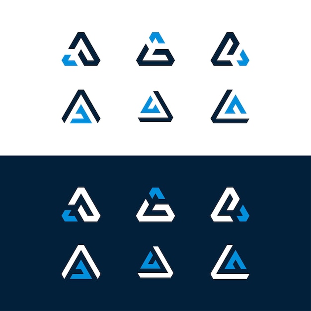 ベクトル 文字の三角形の幾何学的なロゴデザイン